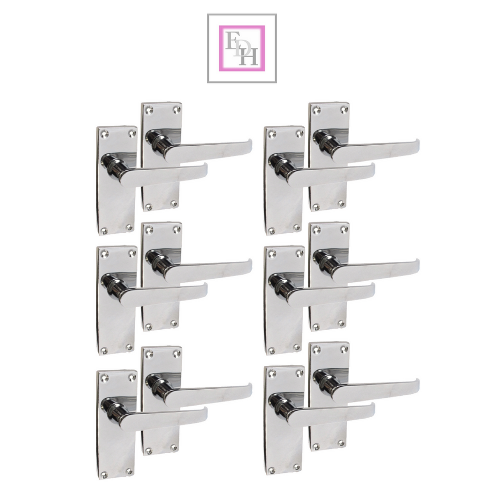 Victorian Straight Chrome Door Handles – Interior Lever Handles + Tubular Latch