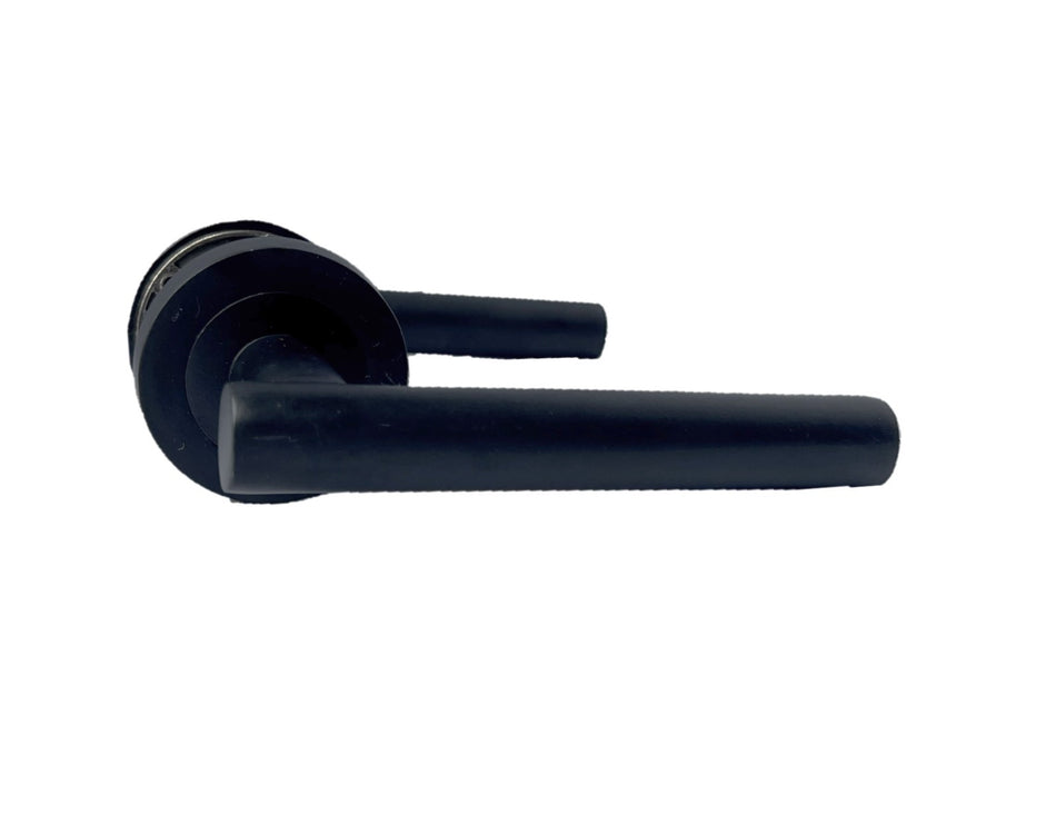 Matt Black T Bar Lever Door Handles on Round Rose – 1 Pair Internal Door Pack