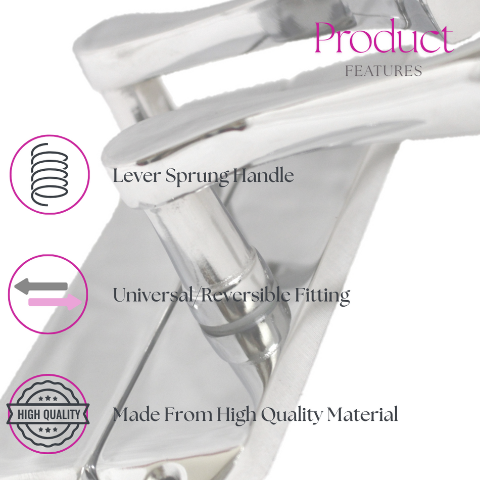 Door Handles Cadenza Chrome Scroll on Backplate, Latch, Lock & Bathroom Sets