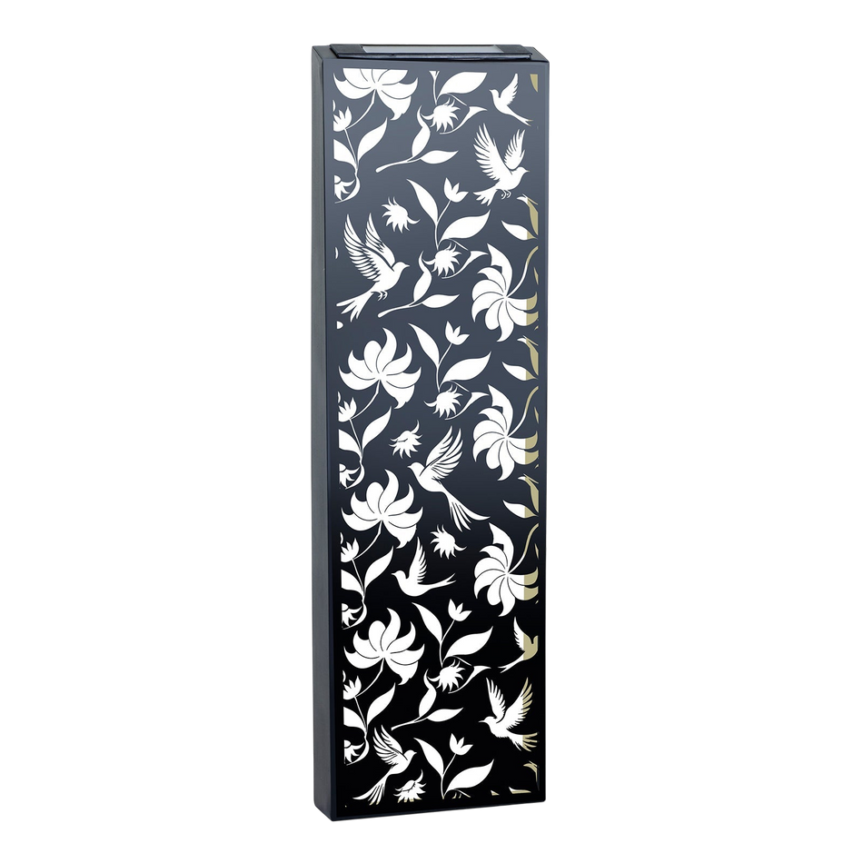 Narrow Solar Wall Panel with Birds – Outdoor Metal Wall Art with LED Light | Weatherproof Garden & Fence Décor Birds Silhouette (60×20×5cm)