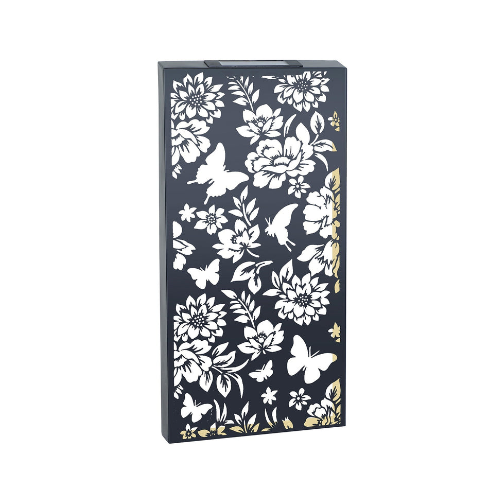 Large Solar Wall Panel Butterfly Outdoor Wall Art with Warm LED Light Weatherproof Garden & Patio Décor Butterfly Silhouette (60×30×5cm)