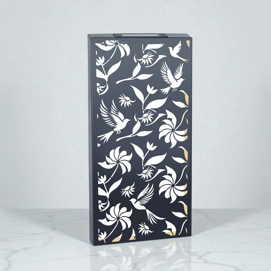 Large Solar Wall Panel with Birds Outdoor Metal Wall Art with Warm LED Light Weatherproof Garden & Patio Décor Birds Silhouette Panel (60cm)