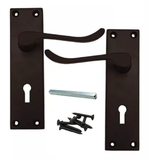 Matt Black Victorian Scroll Door Handles – Handle Only, Handle + Lock or Lock Only – 150mm x 43mm