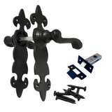 Black Cast Iron Fleur-de-Lys Door Handles – Lever Latch, Bathroom Lock & 3 Lever Lock Sets