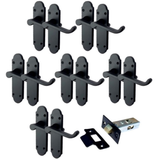 Matt Black Internal Door Handles – 170mm x 42mm – 1, 4 or 6 Pairs – Handle Only or with Tubular Latch