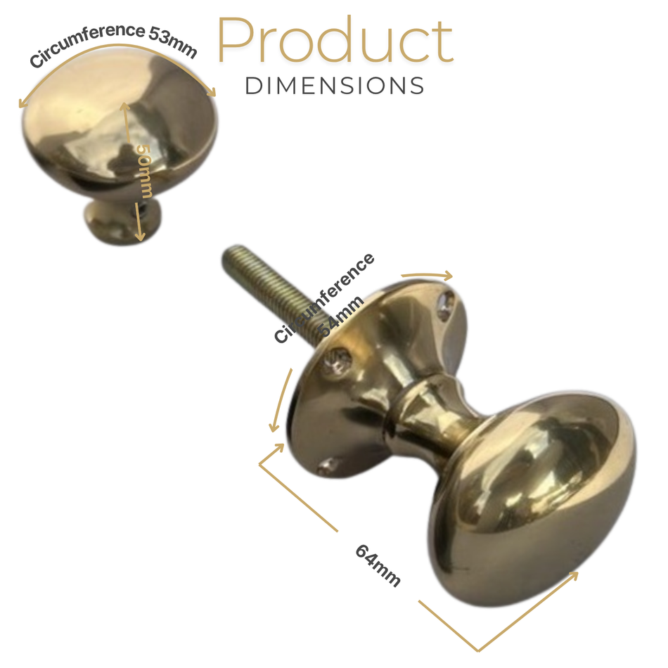 Polished Brass Victorian Rim Door Knobs – Solid Brass Round Rim Lock Knob Set