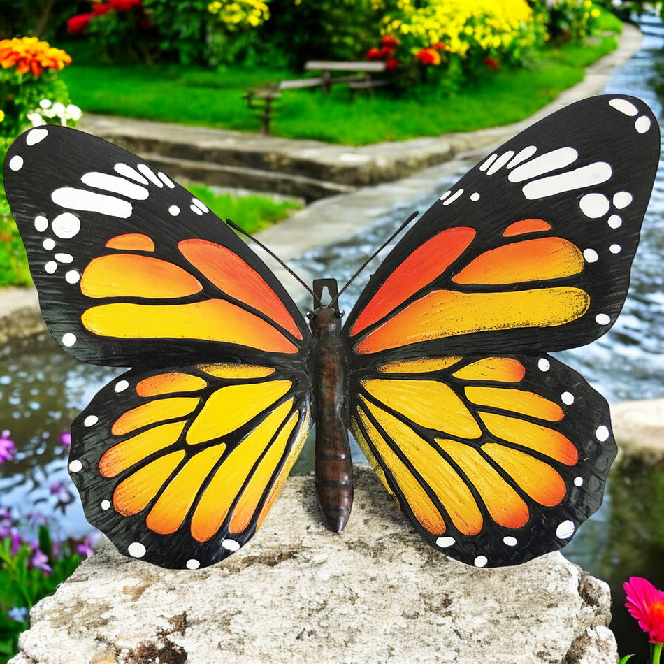 Small Metal 3D Butterfly Wall Art - Orange